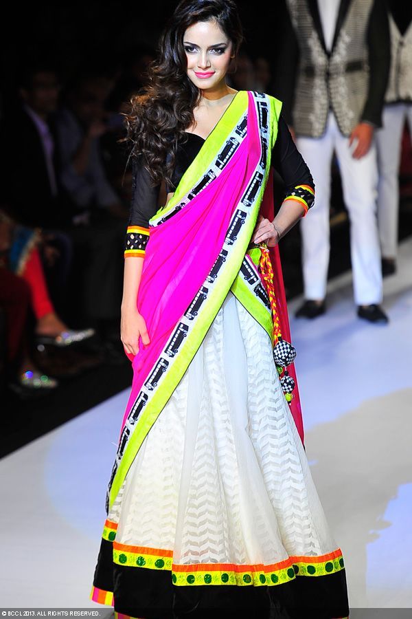 Urvi - Modern Banarasi Ink-Blue lehenga